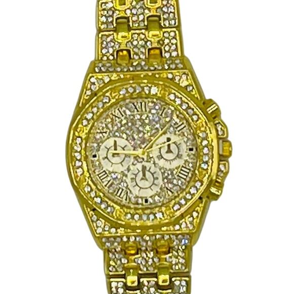 Fashion Gold Tone Rhinestone Analog Watch - Picture 3 of 13
